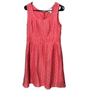 Loft Eyelet Lace Dress Coral Shift Sleeveless Size 6 Peach Pink Cocktail Party